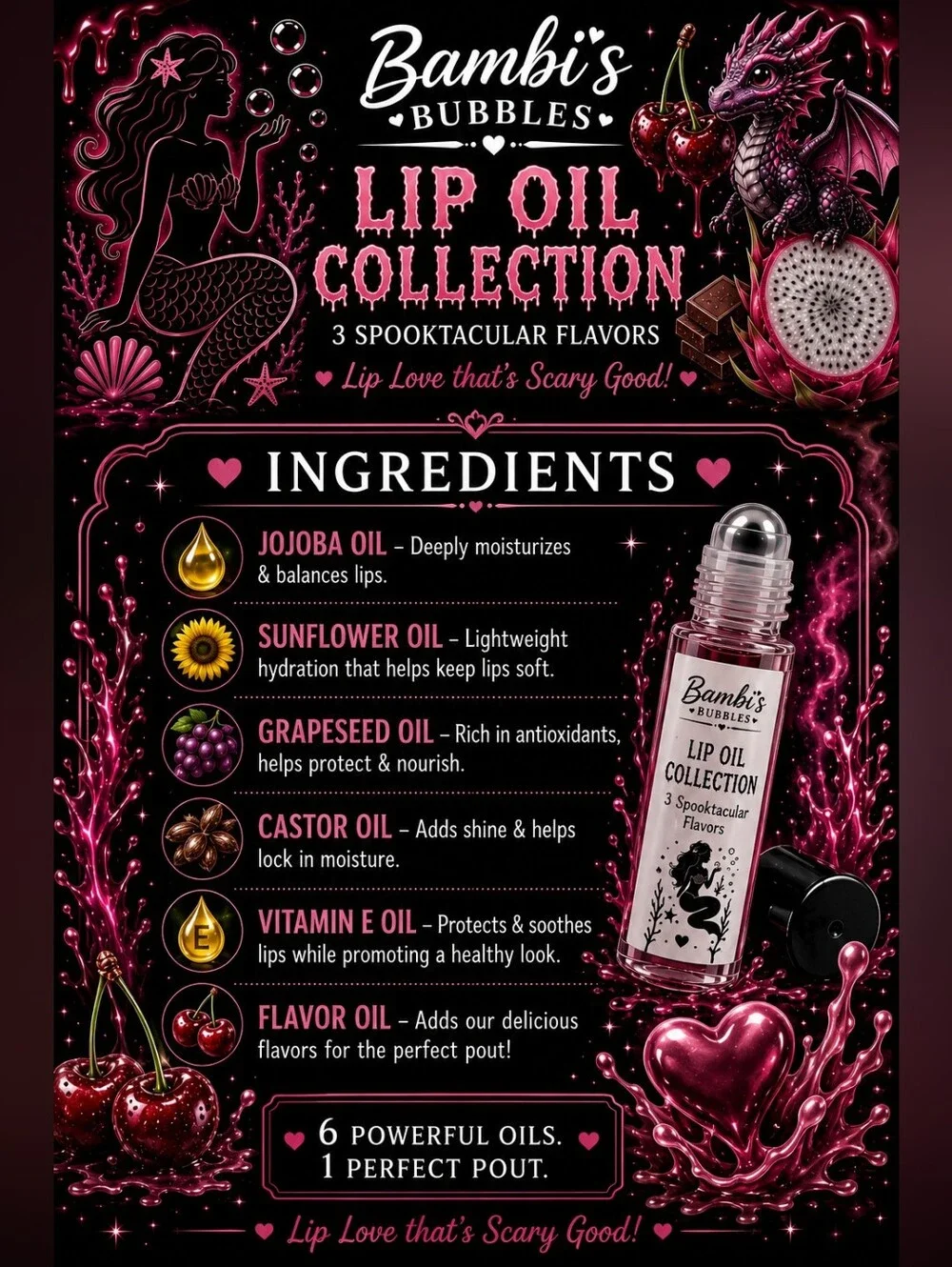 NEW Flavors! Hand Crafted Lip Oil 10ml Roll On Assorted Flavors
